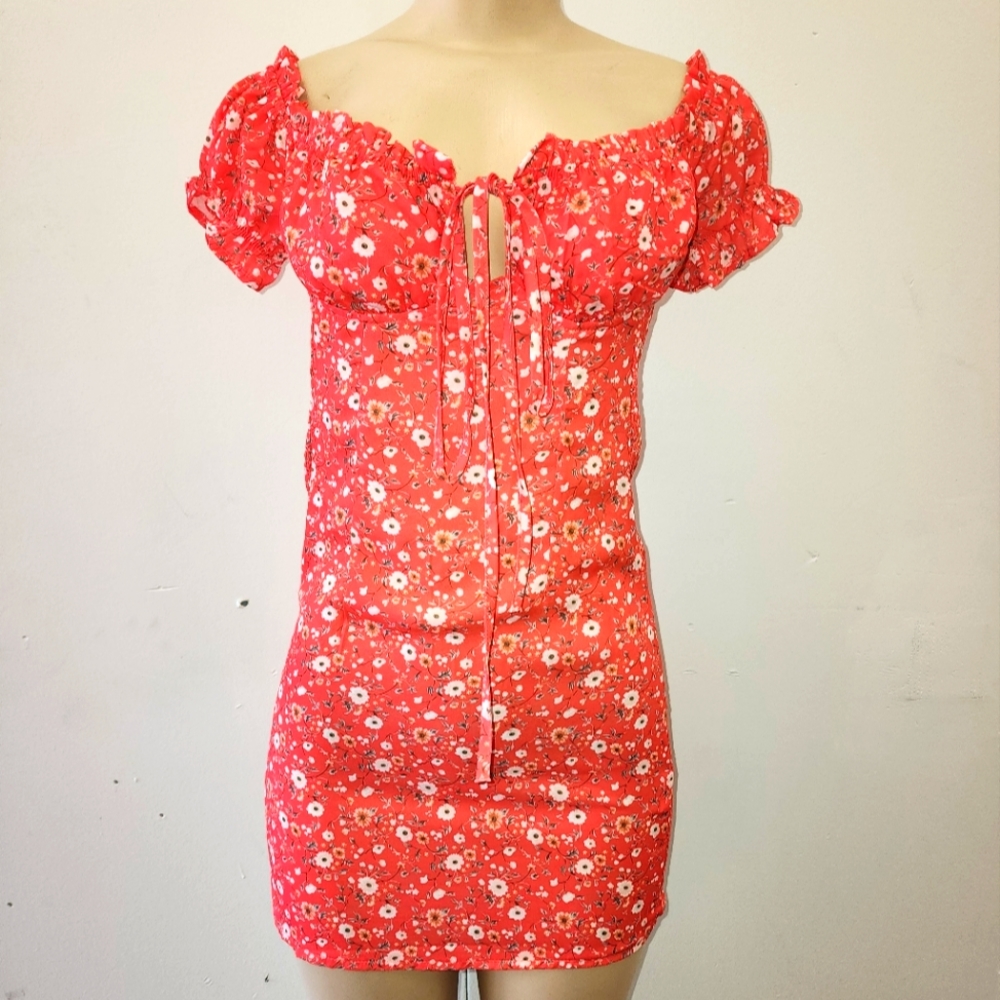 Red floral dress